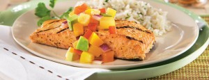 Honey Mustard Salmon with Tropical Fruit Salsa