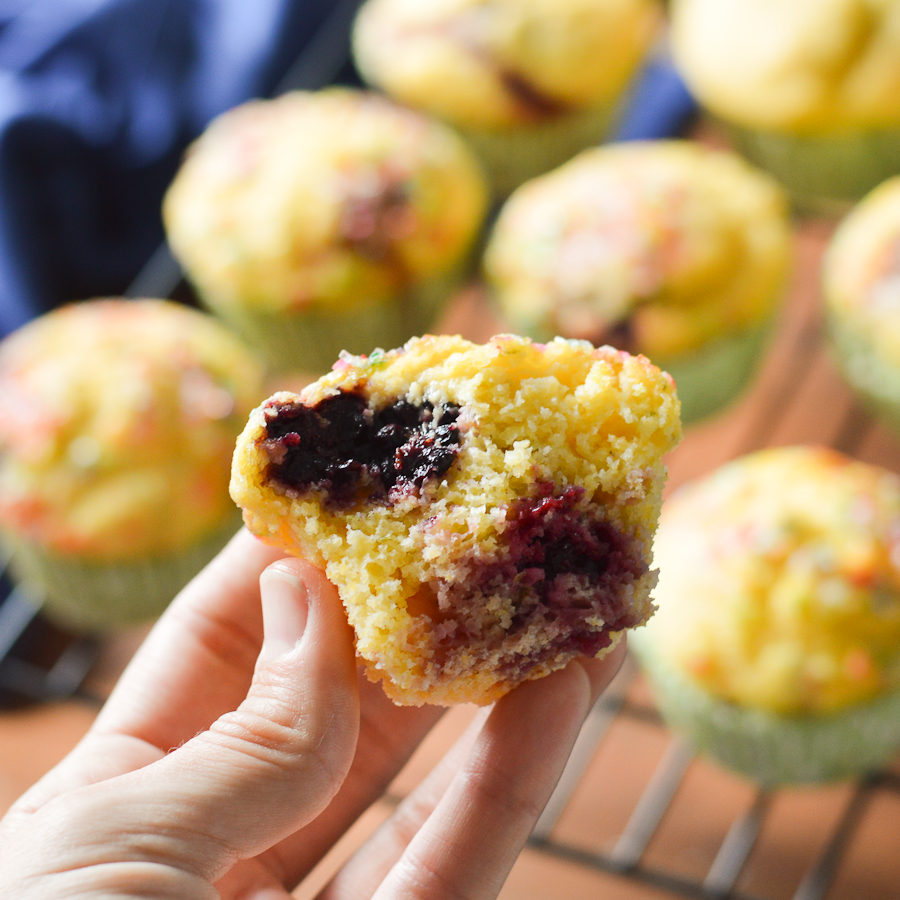 Blackberry Lime Cornbread Muffins