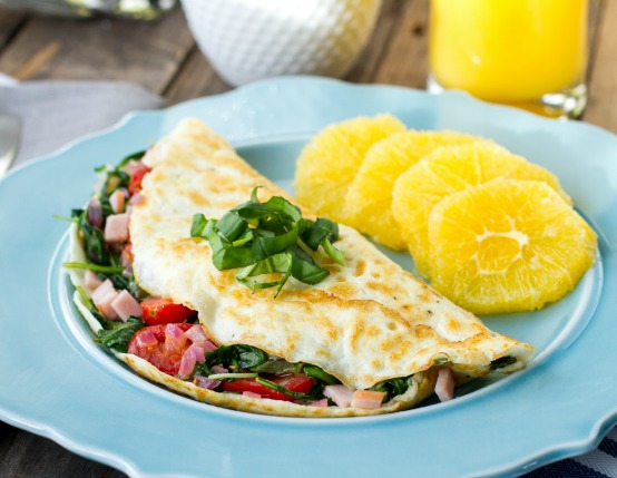 Arugula & Canadian Bacon Egg White Omelet