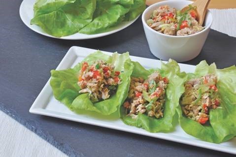 Spicy Tuna & Fresh Mint Lettuce Wraps