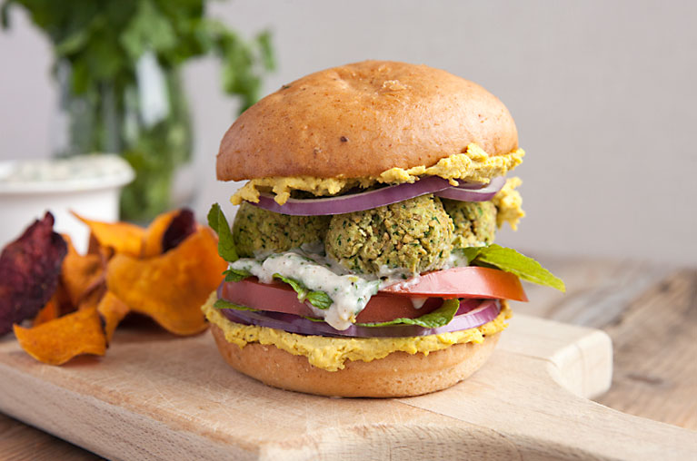 Vegan Spinach Falafel Sandwich