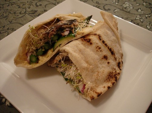 Roasted Vegetable and Smoked Fish Pitas