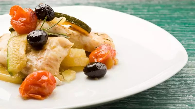 Crispy Cod with Herby Vegetables