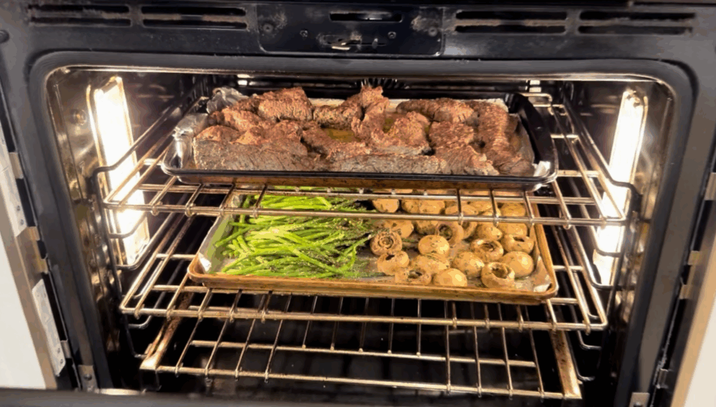 Sheet Pan Steak Tips and Veggies with Lemony Garlic Breadcrumbs