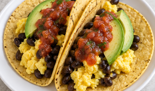 Egg and Black Bean Breakfast Tacos